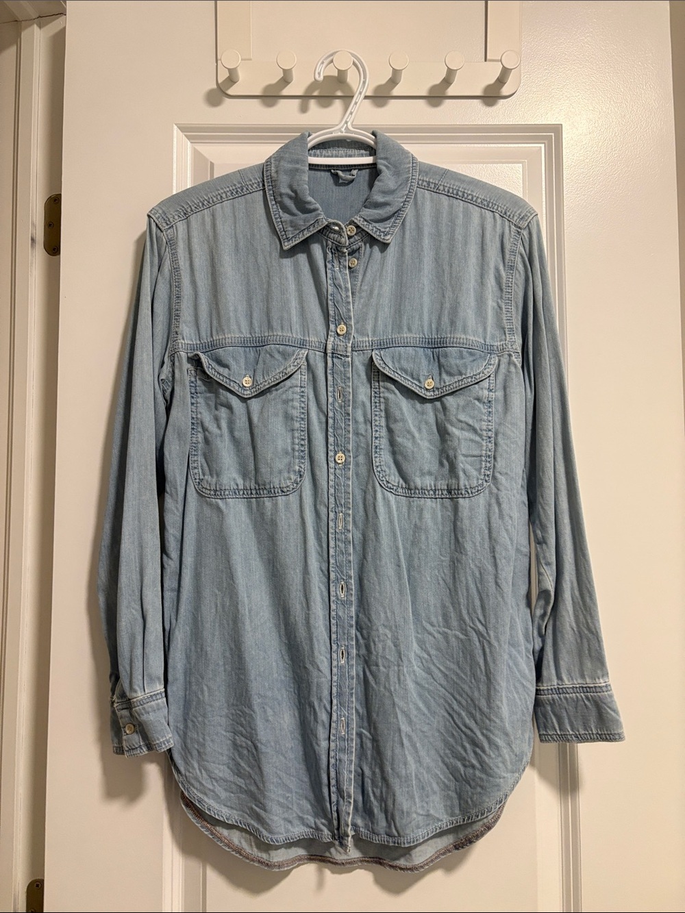 Topshop Light Blue Denim Button-Down Shirt